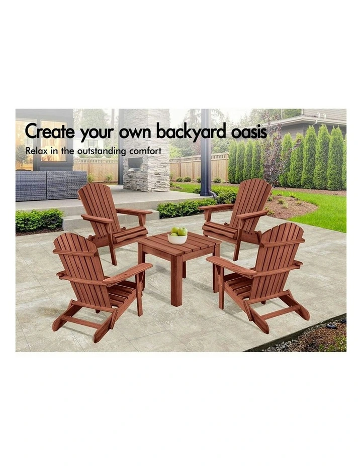 Adirondack Chair And Table Set 2 Piece in Brown image 3