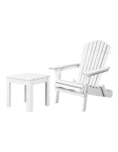 Adirondack Chair And Table Set 2 Piece in White
