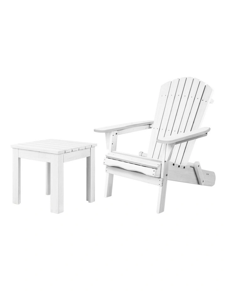 Adirondack Chair And Table Set 2 Piece in White image 1