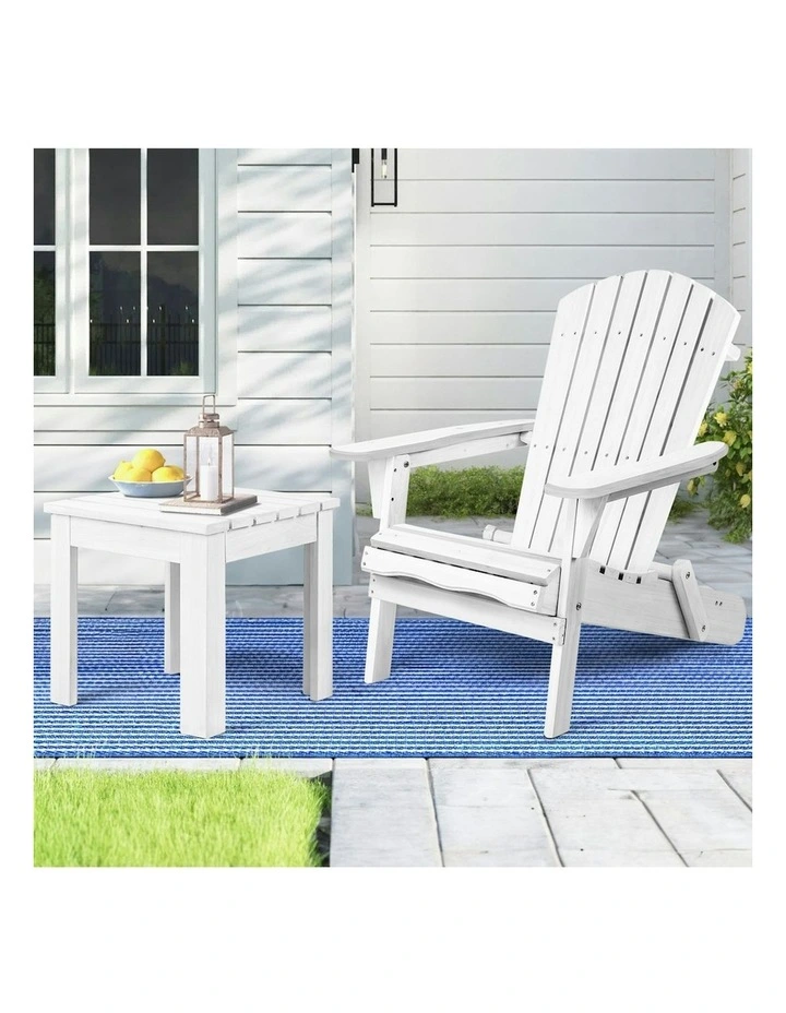 Adirondack Chair And Table Set 2 Piece in White image 2