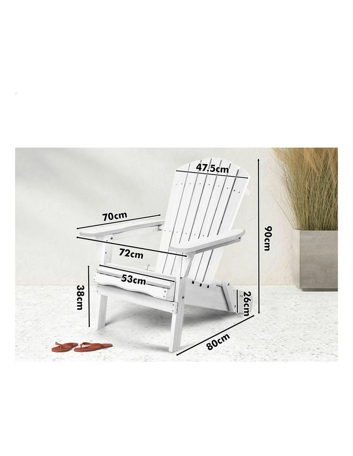 Adirondack Chair And Table Set 2 Piece in White image 6