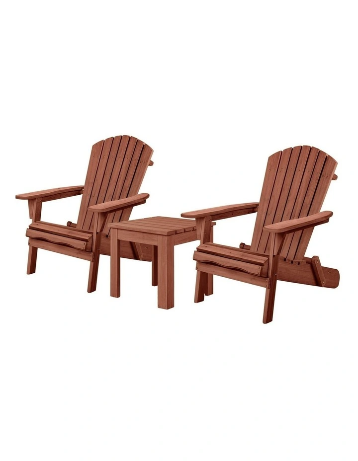 Adirondack Chairs And Table Set 3 Piece in Brown image 1