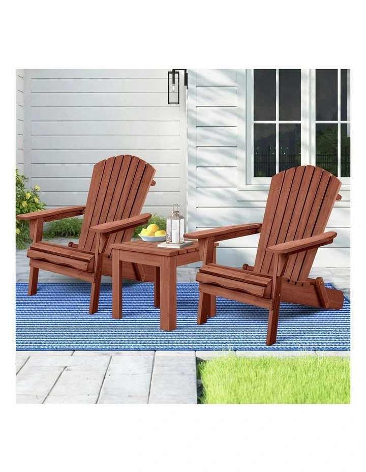 Adirondack Chairs And Table Set 3 Piece in Brown image 2