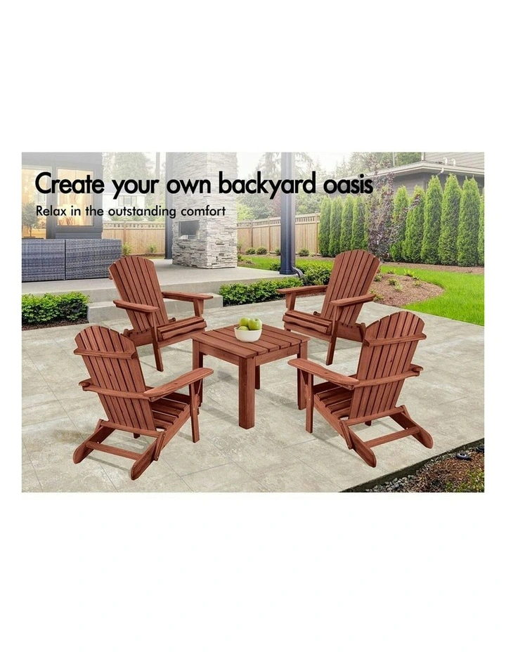 Adirondack Chairs And Table Set 3 Piece in Brown image 3