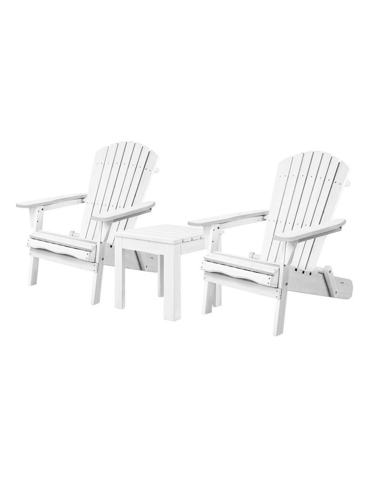 Adirondack Chairs And Table Set 3 Piece in White image 1