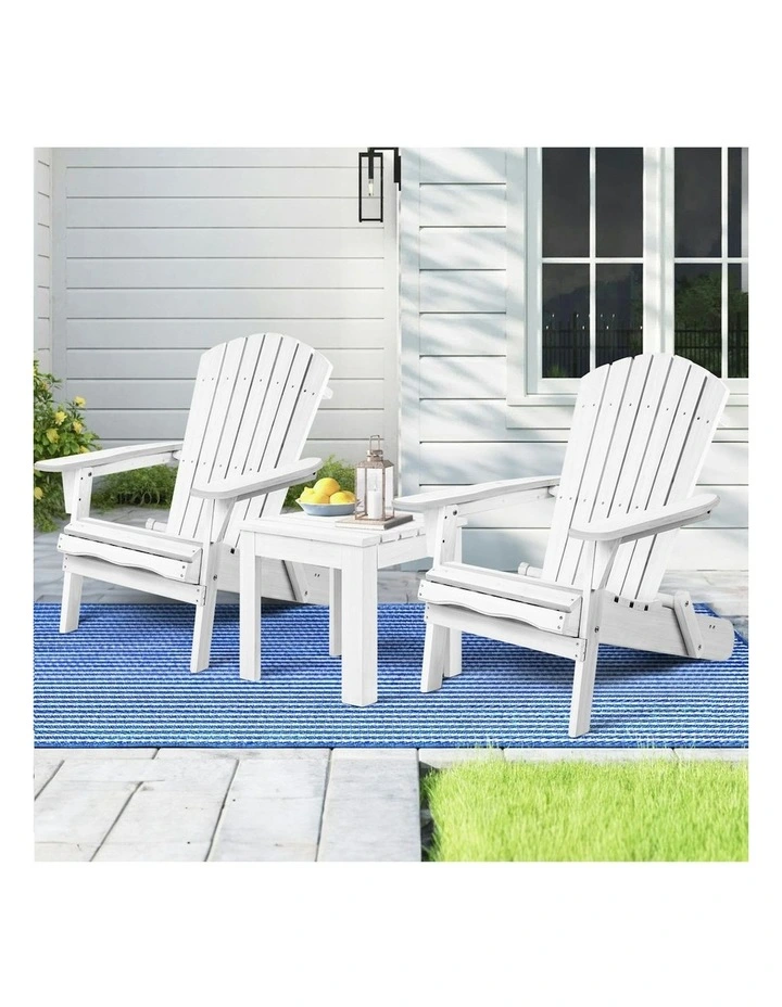 Adirondack Chairs And Table Set 3 Piece in White image 2