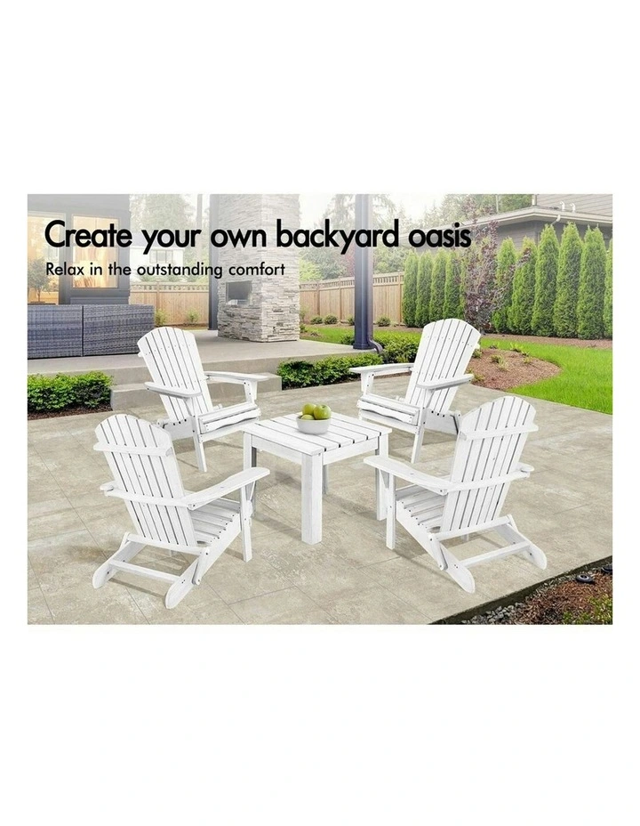 Adirondack Chairs And Table Set 3 Piece in White image 3
