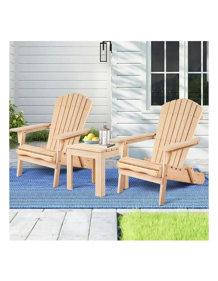 Adirondack Chairs And Table Set 3 Piece in Brown image 2