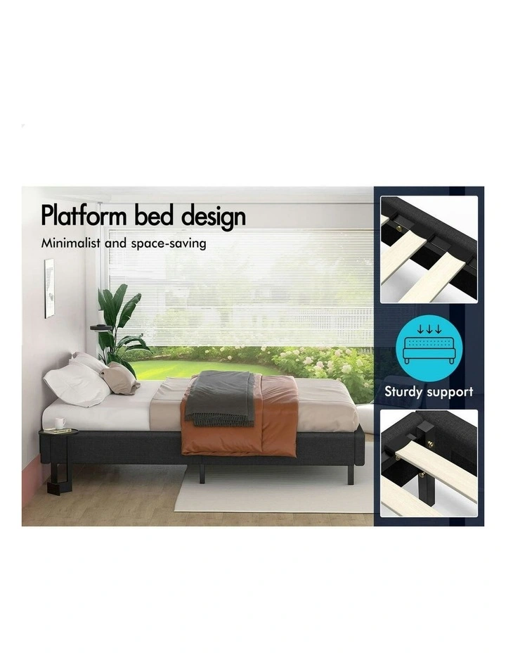 Double Size Mattress Base Foundation Bed Frame in Charcoal image 5