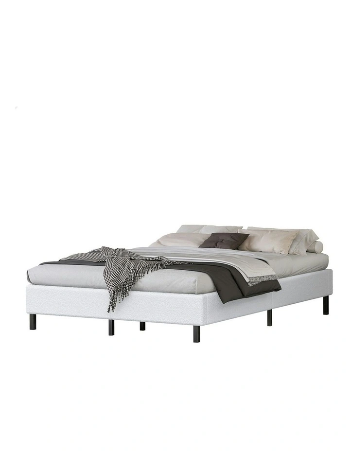 King Size Mattress Base Foundation Bed Frame in White image 1