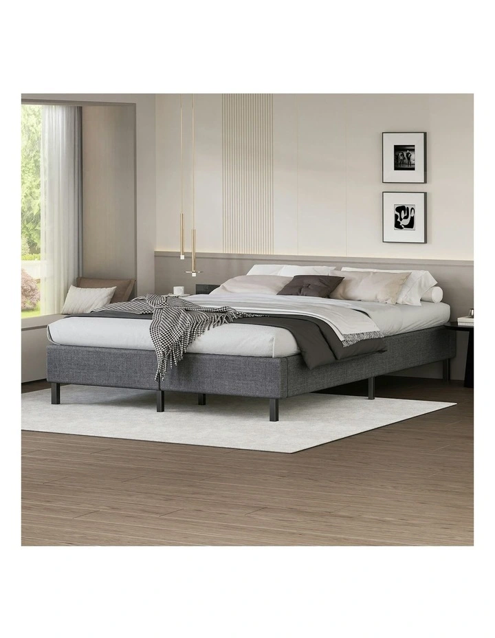 King Size Mattress Base Foundation Bed Frame in Grey image 2