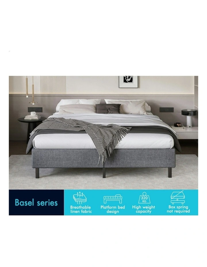 King Size Mattress Base Foundation Bed Frame in Grey image 3