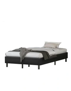 Basel Foundation Bed Frame King Single in Black Leather
