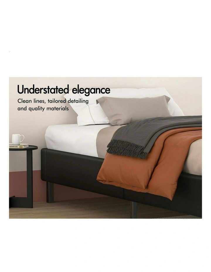 Basel Foundation Bed Frame King Single in Black Leather image 4