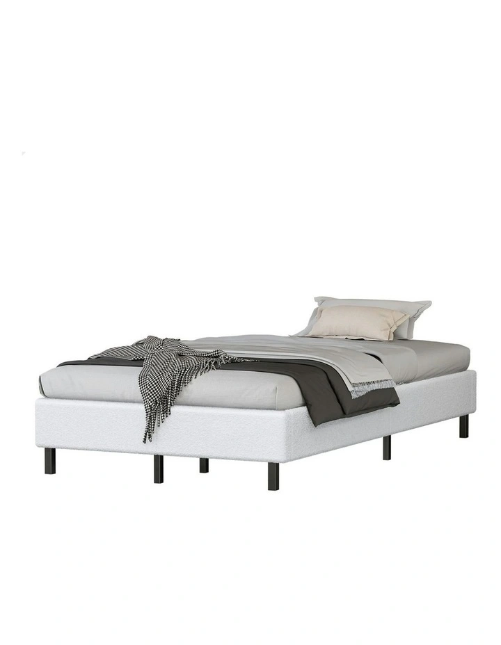 Basel Foundation Bed Frame King Single in White Boucle image 1