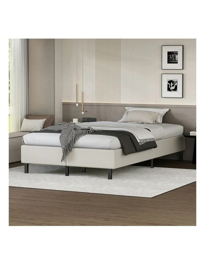 Basel Foundation Bed Frame King Single in Beige Fabric image 2