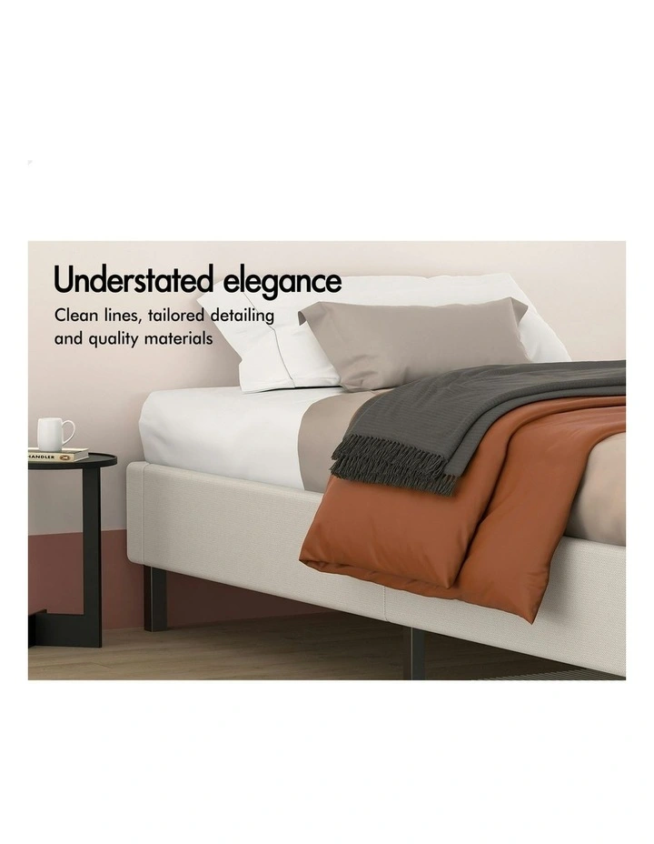 Basel Foundation Bed Frame King Single in Beige Fabric image 4