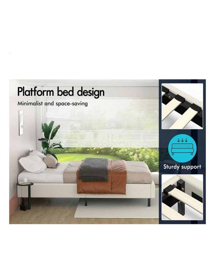 Basel Foundation Bed Frame King Single in Beige Fabric image 5