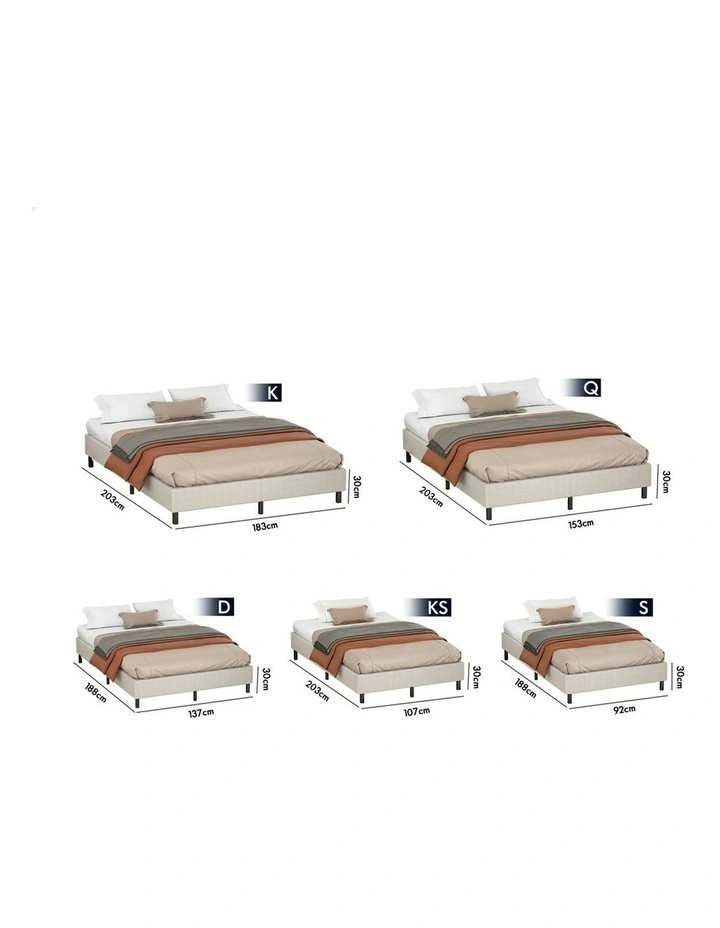 Basel Foundation Bed Frame King Single in Beige Fabric image 7