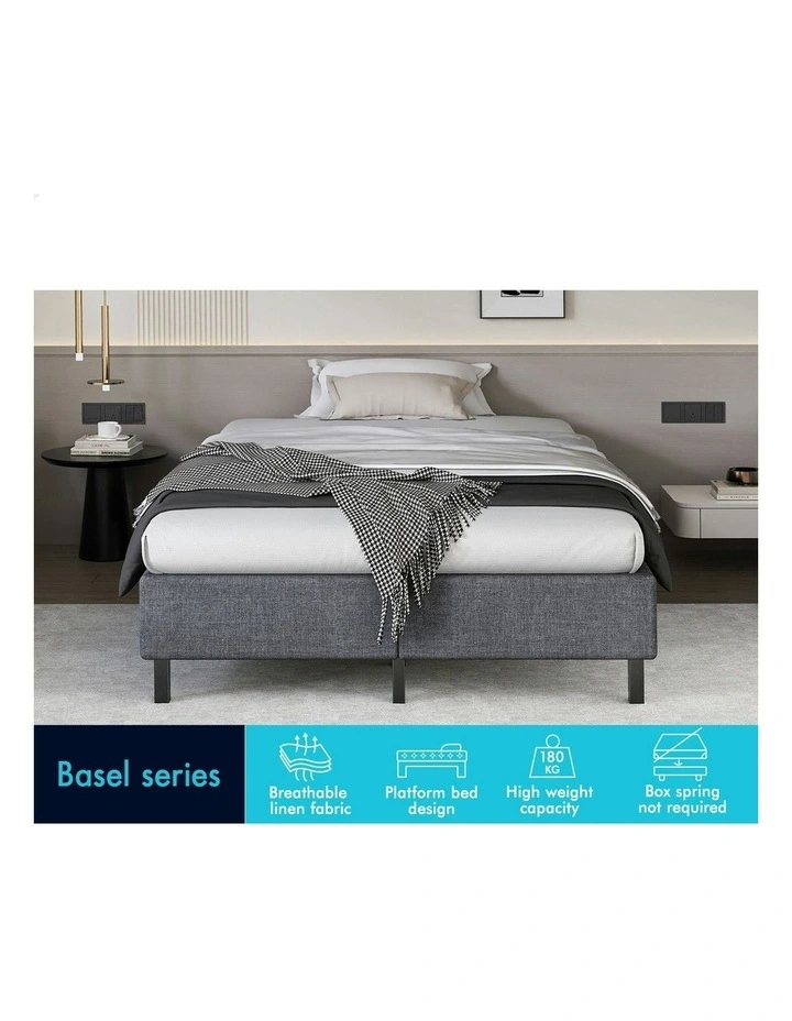 Basel Foundation Bed Frame King Single in Grey Fabric image 3