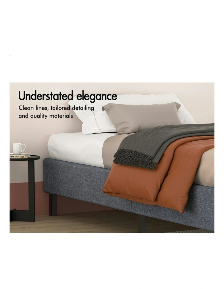 Basel Foundation Bed Frame King Single in Grey Fabric image 4
