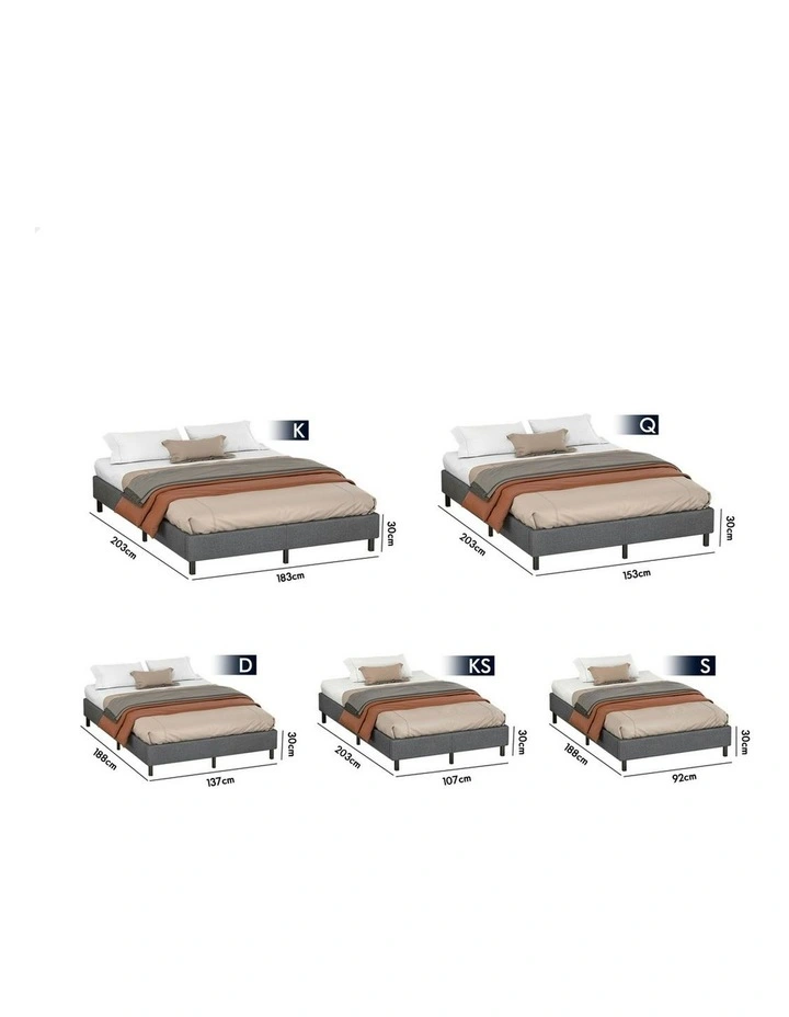 Basel Foundation Bed Frame King Single in Grey Fabric image 7