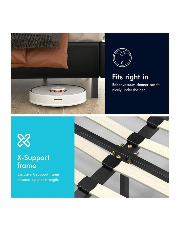 Basel Foundation Bed Frame Queen Size in Black Leather image 6