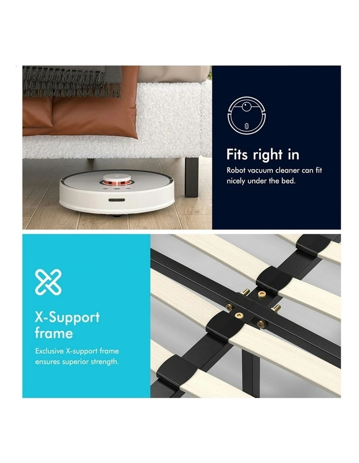 Basel Foundation Bed Frame Queen Size in White Boucle image 6