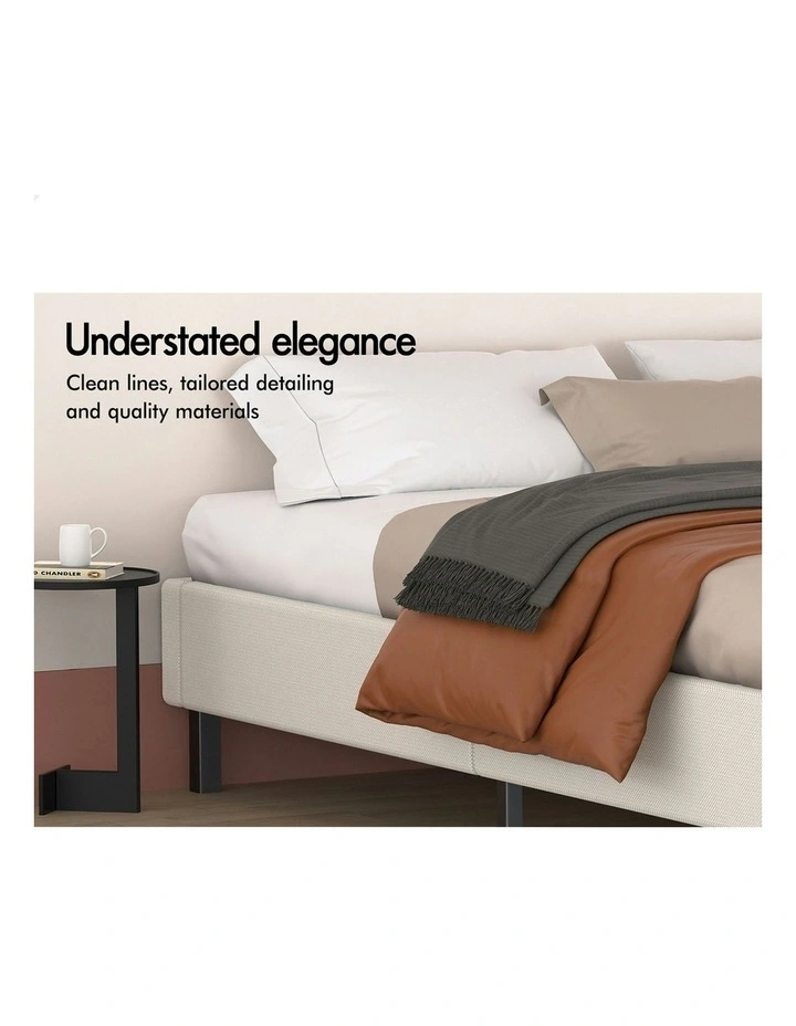 Basel Foundation Bed Frame Queen Size in Beige Fabric image 4
