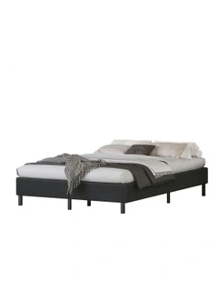 Basel Foundation Mattress Base Bed Frame Queen Size in Charcoal Fabric