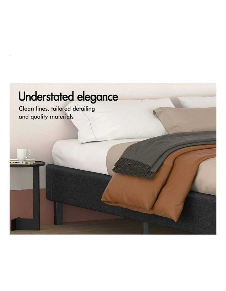 Basel Foundation Mattress Base Bed Frame Queen Size in Charcoal Fabric image 4
