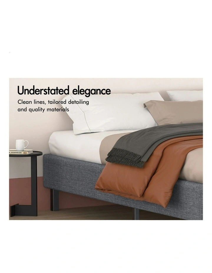 Basim Foundation Bed Frame Queen Size in Grey Fabric image 4