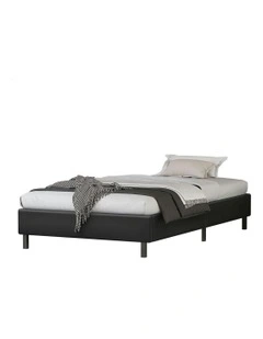 Basel Foundation Bed Frame Single Size in Black Leather