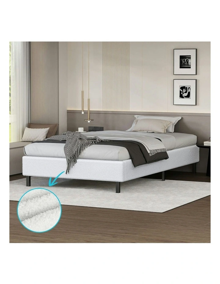 Basel Foundation Bed Frame Single Size in White Boucle image 2