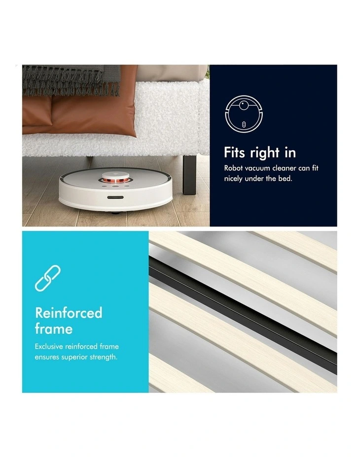 Basel Foundation Bed Frame Single Size in White Boucle image 6