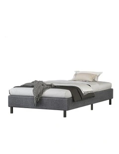 Basim Foundation Bed Frame Single Size in Grey Fabric