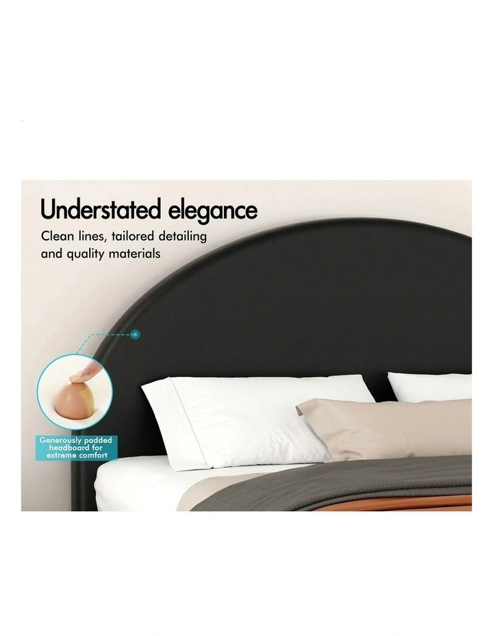 Calla Platform Bed Frame Double Size in Black Leather image 4