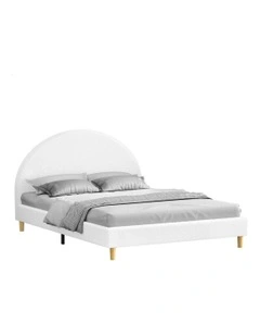 Calla Platform Bed Frame Double Size in White Boucle
