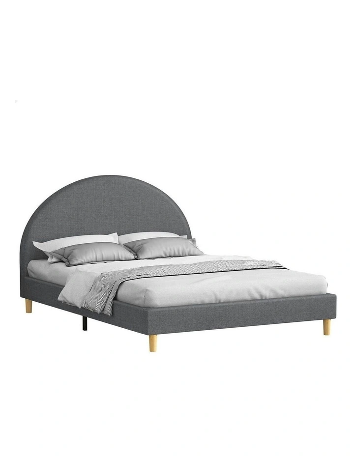 Calla Platform Bed Frame Double Size in Grey Fabric image 1