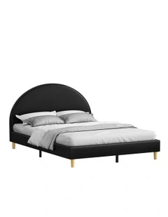 Calla Platform Bed Frame King Size in Black Leather