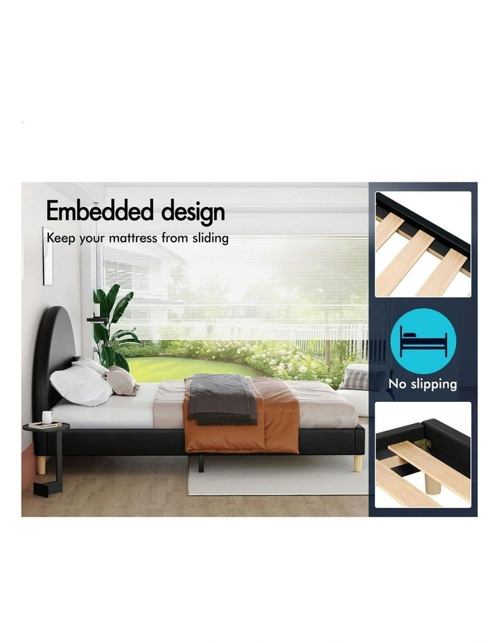 Calla Platform Bed Frame King Size in Black Leather image 5