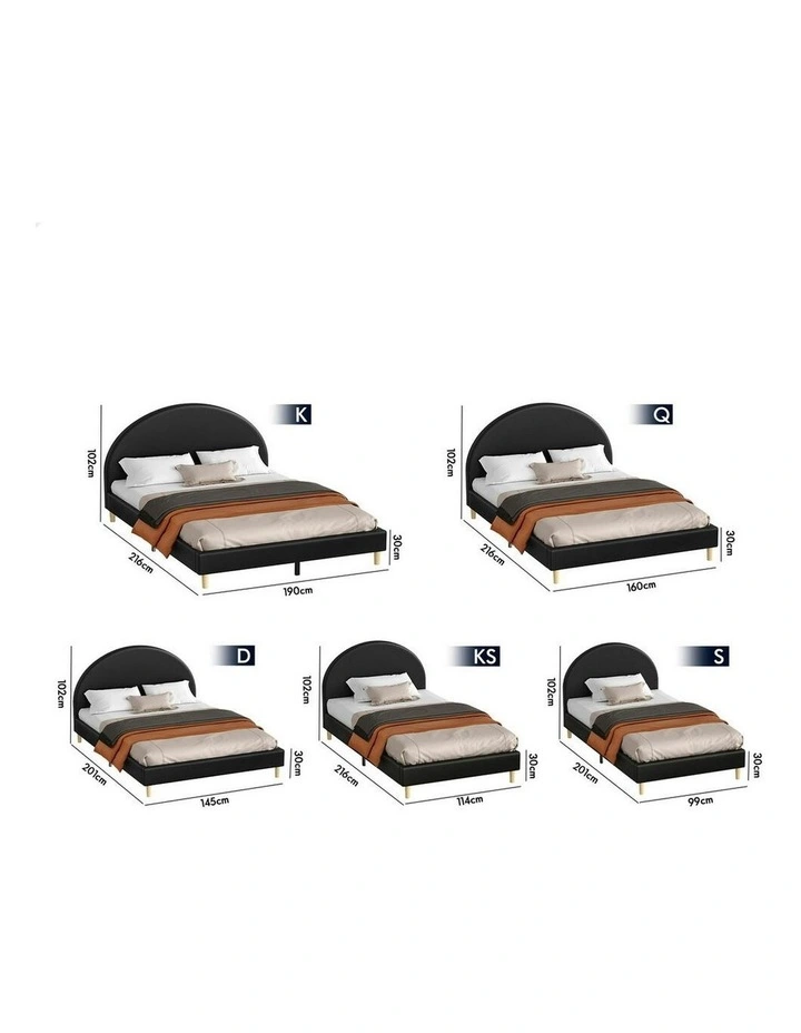 Calla Platform Bed Frame King Size in Black Leather image 6