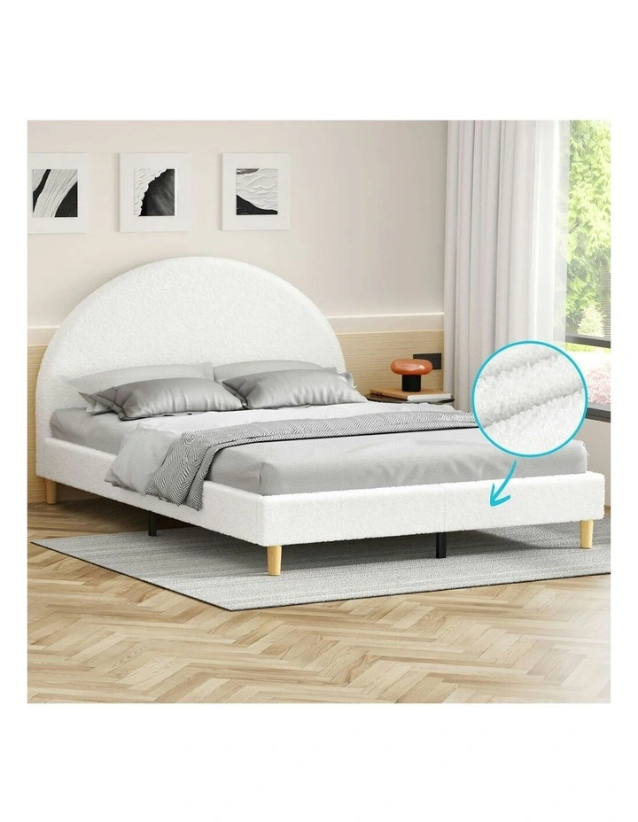 Calla Platform Bed Frame King Size in Boucle Fabric image 2