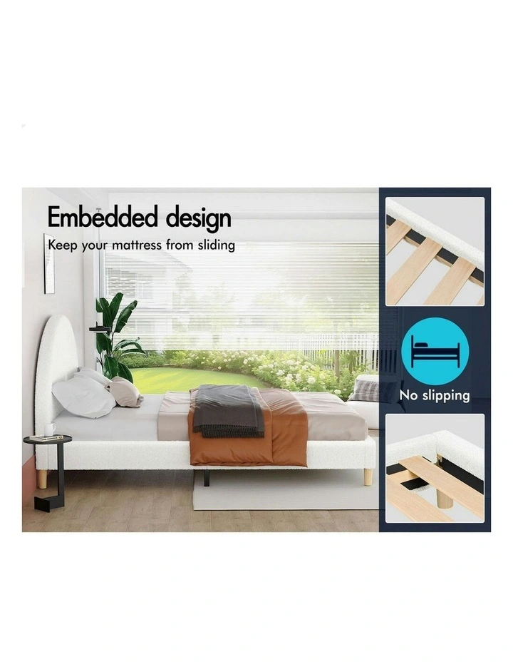 Calla Platform Bed Frame King Size in Boucle Fabric image 5