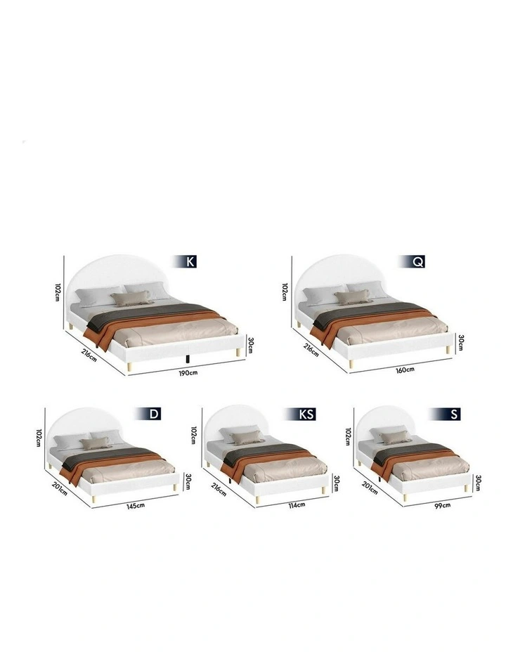 Calla Platform Bed Frame King Size in Boucle Fabric image 6