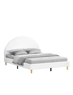 Calla Platform Bed Frame King Size in White Leather