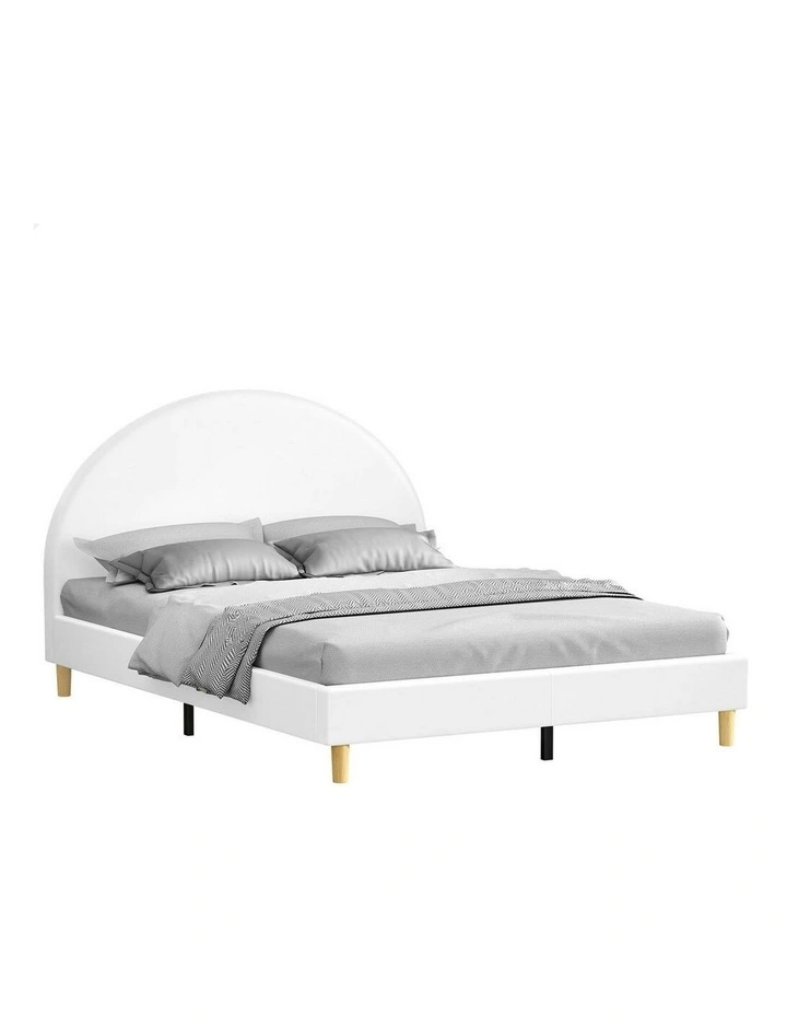 Calla Platform Bed Frame King Size in White Leather image 1