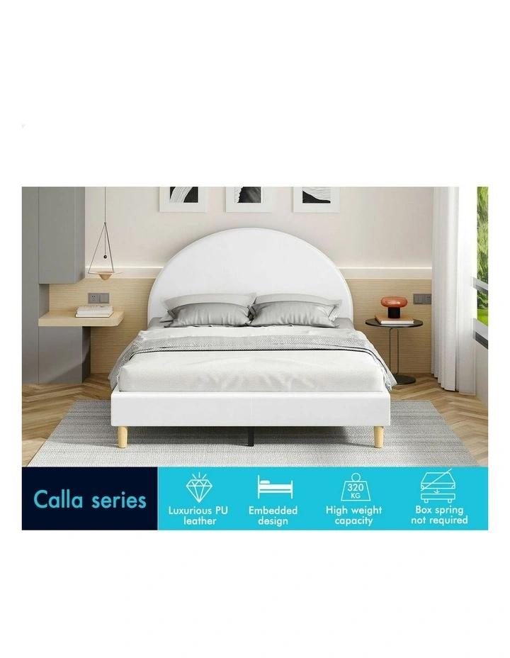 Calla Platform Bed Frame King Size in White Leather image 3