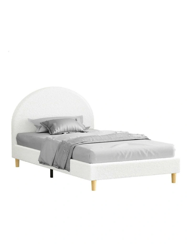 Calla Platform Bed Frame King Single Size in White Boucle image 1
