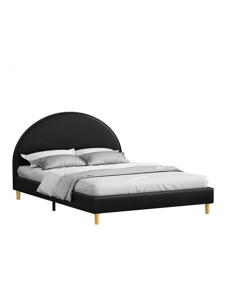 Calla Platform Bed Frame Queen Size in Black Leather image 1